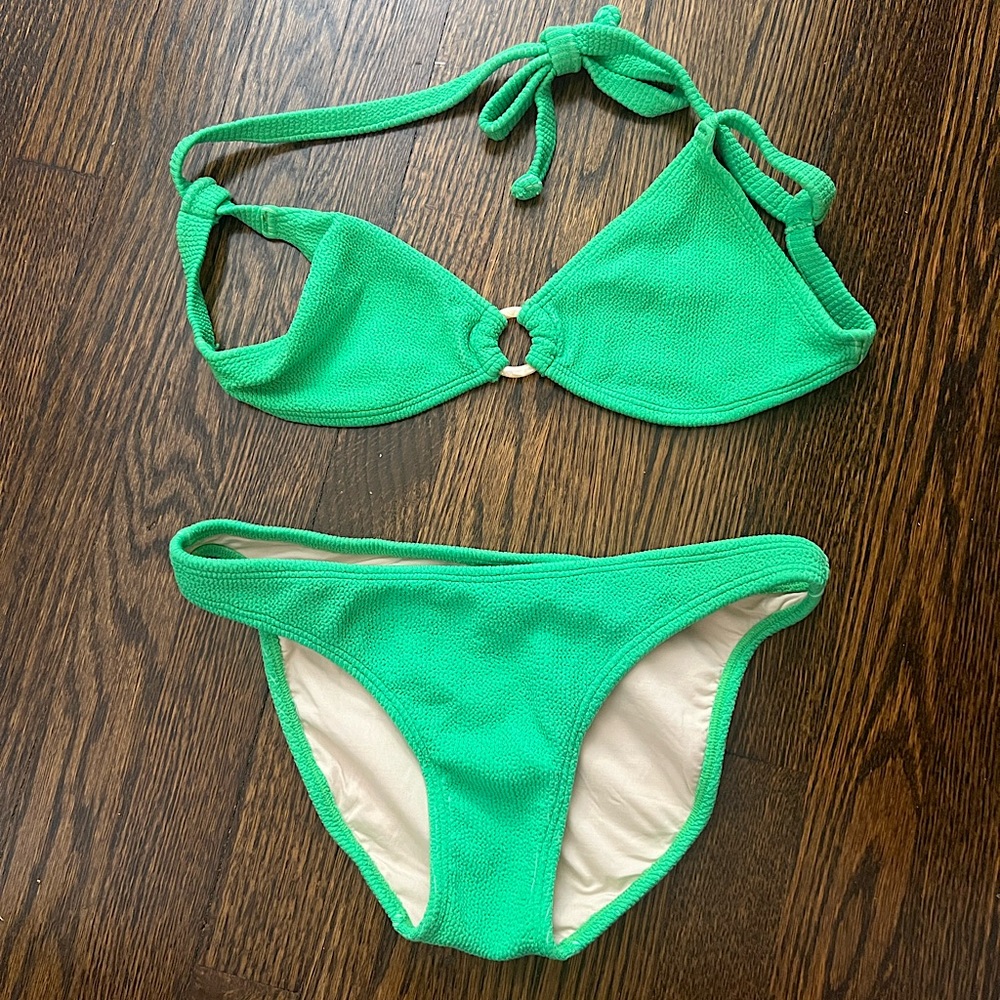 PQ Swim Green Textured Bikini - Small Bottom, Medium Top